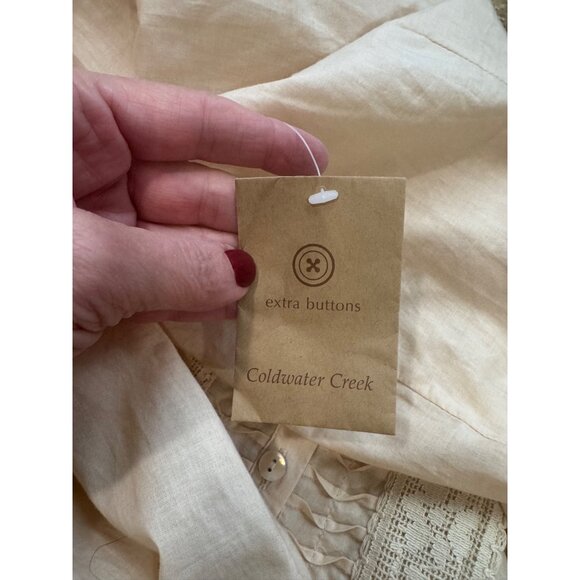 NWT Coldwater Creek Ivory Cottage Peasant Romantic Embroidered Lace Tunic Top L - Picture 9 of 11
